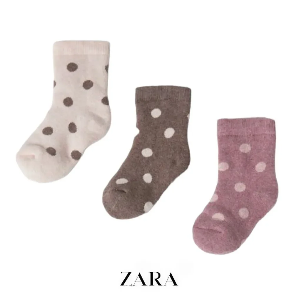 ZARA Kids | Pink | THREE-PACK OF POLKA DOT TERRY SOCKS